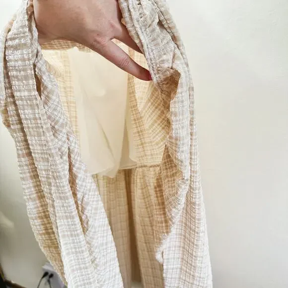 NWT Significant Other Clementine Cutout Gingham Plaid Maxi Dress Almond Chalk 8 - Picture 11 of 15